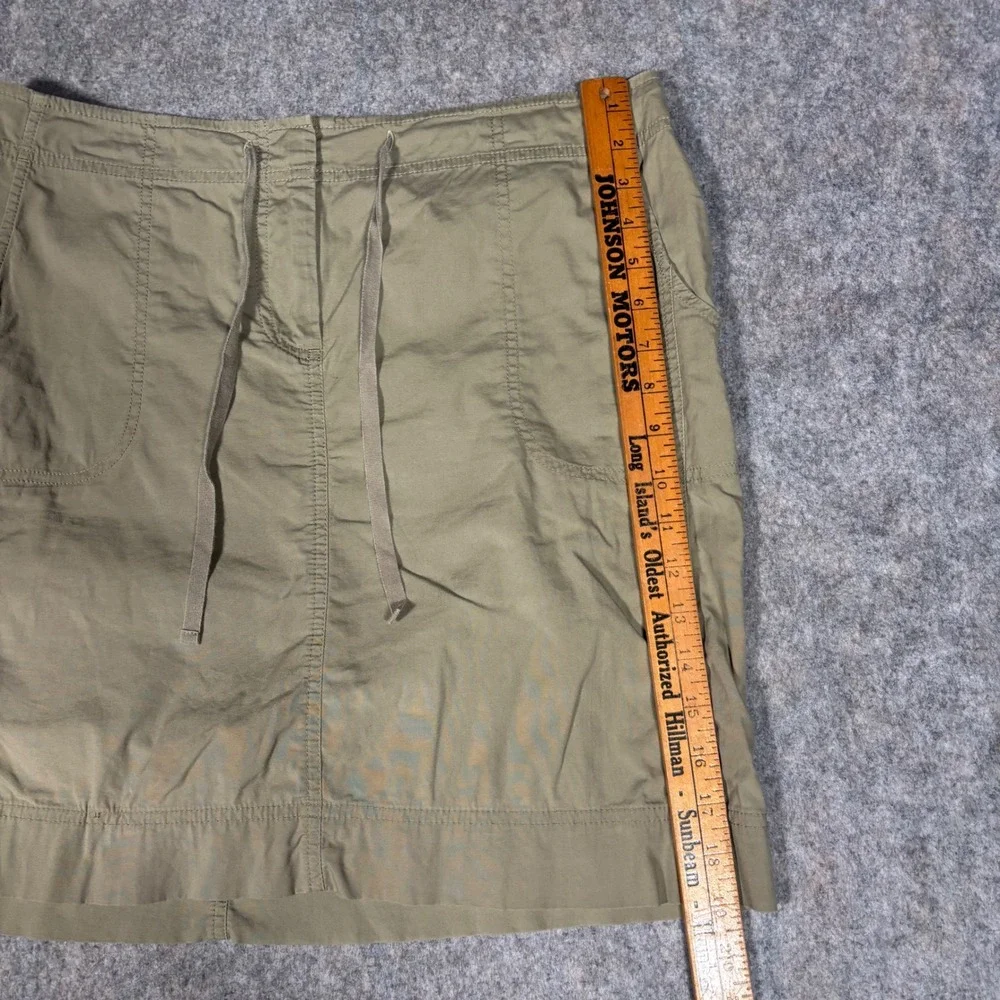J.Jill Cargo Skirt Women 10 Olive‎ Green Drawstring Cotton Stretch Utility Mini